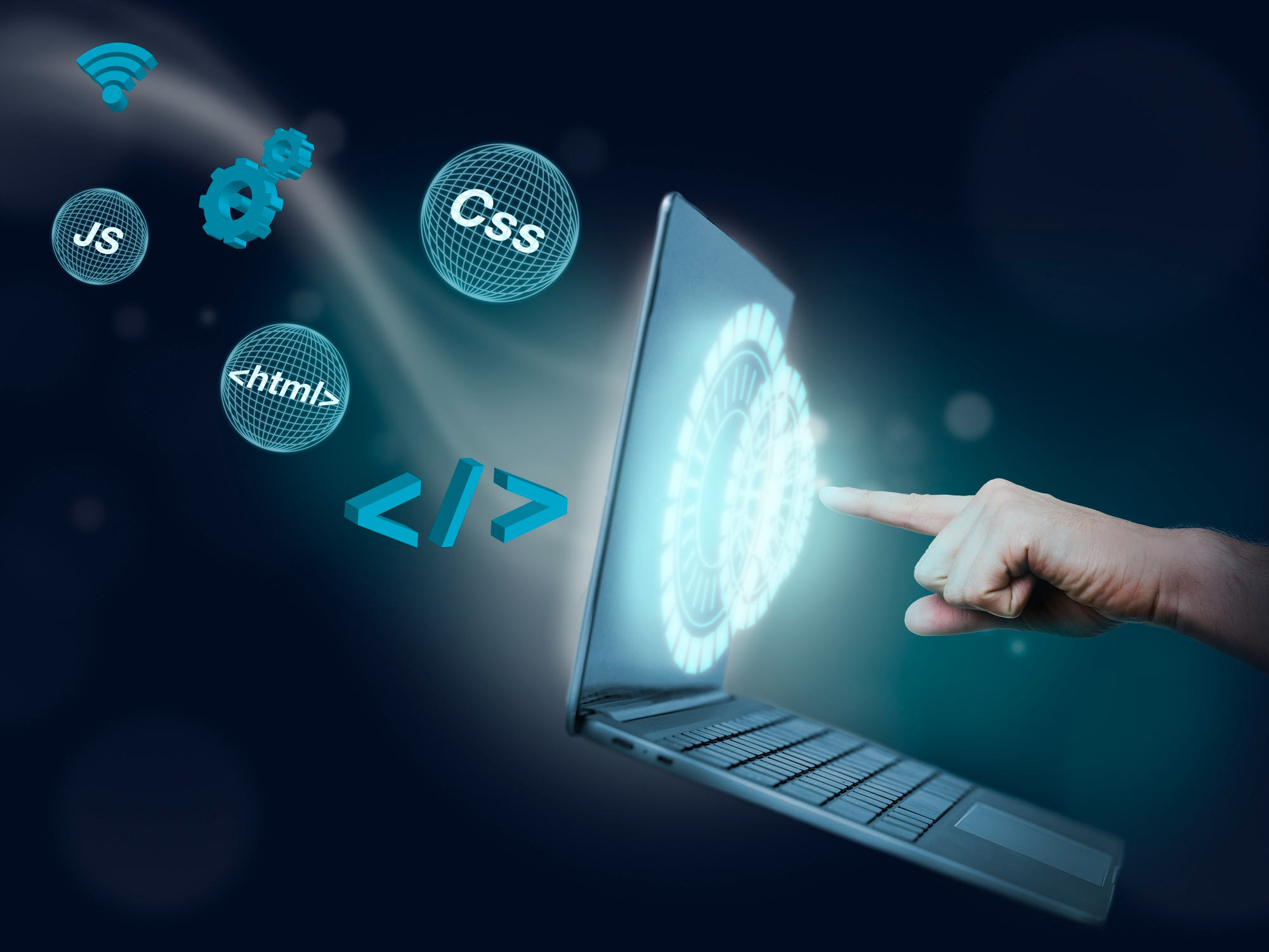 Illustration of a person contacting a software company through various communication channels